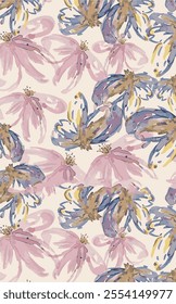 The image features a background pattern that showcases a floral design. It is likely intended for use in creative arts, such as wrapping paper or fabric illustrations. 