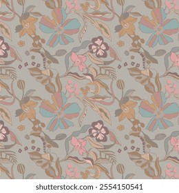 The image features a background pattern that showcases a floral motif. It incorporates various styles suitable for clothing, fabric, and wrapping paper. The design is artistic 