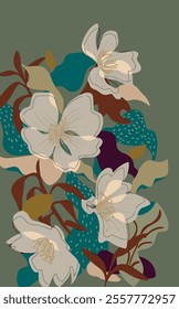 The image features a background pattern that may include floral elements. It is related to creative arts and showcases a blend of painting, illustration, and drawing techniques. 