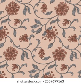 The image features a background pattern that includes floral motifs. This design is suitable for use in fabric or clothing, as well as wrapping paper.