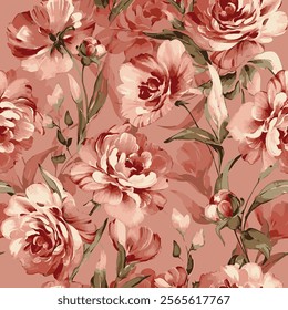 The image features a background pattern that showcases a floral design. It includes elements such as petals and flowers, specifically in shades of pink, highlighting the beauty of carnations. 