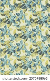 The image features a background pattern that includes floral motifs, commonly used in clothing and fabric designs. This pattern could also serve as wrapping paper, 