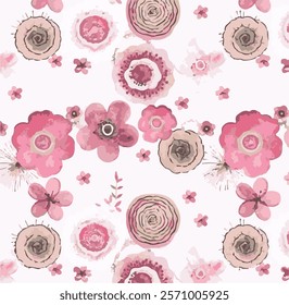 The image features a background pattern that showcases a floral motif. The design incorporates shades of pink and lilac, creating a vibrant art piece. 