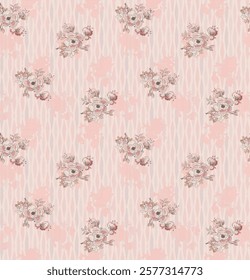 The image features a background pattern that consists of floral motifs, commonly found in fabrics and clothing. It could also be used for wrapping paper, 