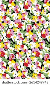 The image features a background pattern that resembles wrapping paper. It showcases a floral design, making it suitable for various uses like gift wrapping or textile fabric.
