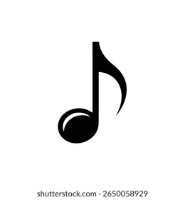 A imagem apresenta um símbolo de oitava nota preta em um fundo transparente, exibindo a notação musical padrão. É facilmente integrável e facilmente desenhado.