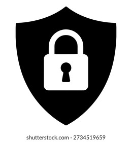 The image features a black shield with a white heart symbol in the center. The shield has a classic shape with a pointed bottom and rounded sides, and the heart is symmetrically placed within the shield.