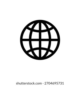 La Imagen presenta un globo terráqueo en blanco y negro con un diseño minimalista y líneas atrevidas, creando una representación limpia y universalmente reconocible.