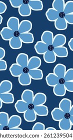 The image features a blue background adorned with white text. It incorporates a pattern that includes circles and exhibits symmetry, creating an artistic design suitable for wrapping paper or fabric. 