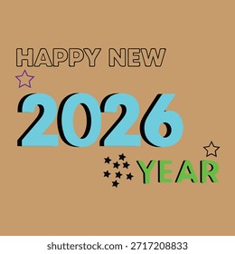 La Imagen presenta un texto en negrita "FELIZ NUEVO AÑO 2026" que se muestra de manera prominente sobre un fondo naranja vibrante. Feliz año nuevo 2026 y 2027