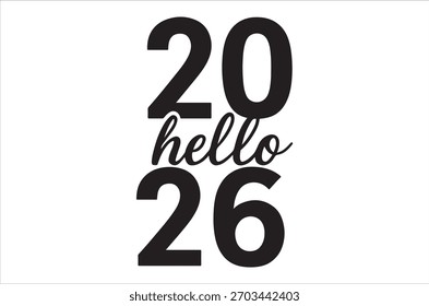Image features bold numbers '20', 'hello', and '26' in black on a clean white backdrop.
