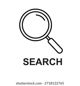 The image features a clean and minimalist 'Search' icon centered on a Black and White background
