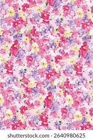 The image features a close-up of a floral pattern, showcasing intricate designs of flowers. The colors include lilac tones, which add a soft and delicate touch to the fabric.