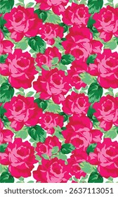 The image features a close-up of a pink rose flower. The focus is on the intricate details and delicate petals of the bloom. The surrounding elements suggest a fabric or clothing pattern.