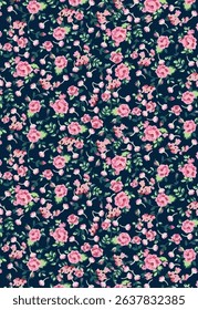 The image features a close-up view of a floral pattern. This intricate design showcases various flowers, which could be found on clothing or fabric.