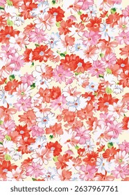 The image features a close-up view of a floral pattern. This intricate design is likely found on clothing or fabric, and it could also be used for wrapping paper.