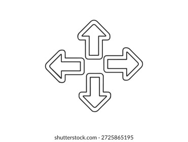 La Imagen presenta una cruz con flechas que apuntan en las cuatro direcciones cardinales: arriba, abajo, izquierda y derecha. Las flechas están espaciadas uniformemente y centradas alrededor de la cruz, creando un diseño equilibrado y simétrico.