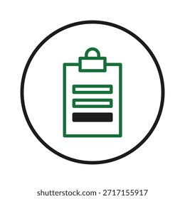 A imagem apresenta um ícone de área de transferência digital, representando tarefas, gerenciamento de informações e organização. Ele mostra um formulário estilizado, provavelmente usado para relatórios ou documentação dentro de