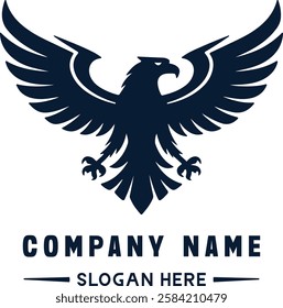 The image features an elegant black eagle logo with sharp lines and a sleek design, making it ideal for company branding.