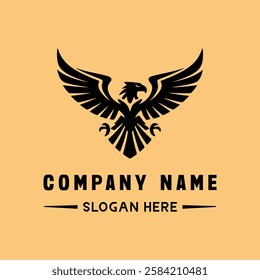 The image features an elegant black eagle logo with sharp lines and a sleek design, making it ideal for company branding.