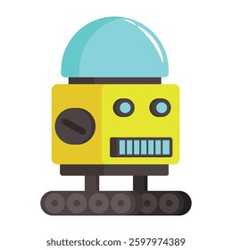 The image features four colorful, cartoon-style robots with unique designs. Each robot has a distinct appearance, incorporating various mechanical elements.