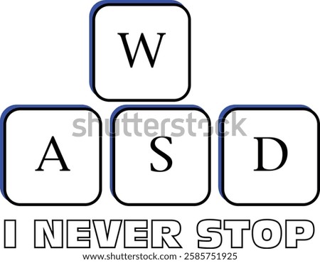 The image features four keyboard keys arranged in a familiar "WASD" configuration, commonly used for movement controls in video games. The keys are outlined in black with a subtle blue shadow effect.