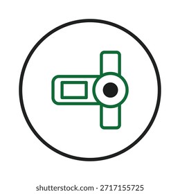 The image features a green tech symbol enclosed within a solid black circle, forming a visually appealing and conceptually intriguing composition. This representation seamlessly combines aspects of