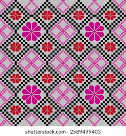 The image features an intricate black and white floral pattern with symmetrical mandala-like designs and delicate vines.