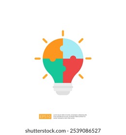 The image features a light bulb composed of colorful puzzle pieces, symbolizing creativity and problem-solving. It represents innovative ideas and collaboration.