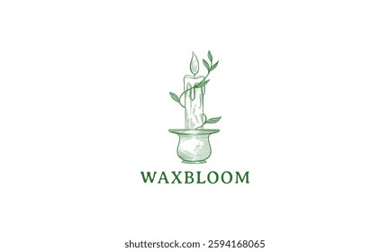 The image features a lit candle with leaf vines, suitable for wellness or natural product branding.
