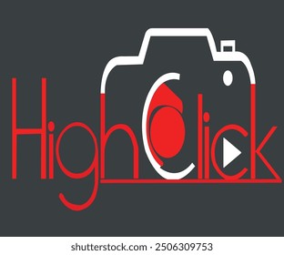 The image features a logo for "High Click". The design consists of stylized camera icon in white, and prominently features the words "High Clicks" in a sleek, minimalist font, with letters in red. 