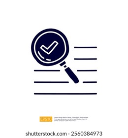 The image features a magnifying glass with a checkmark, symbolizing search, verification, or analysis. It conveys a sense of scrutiny and attention to detail.