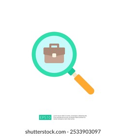 The image features a magnifying glass focusing on a briefcase, symbolizing investigation or analysis in a business context.