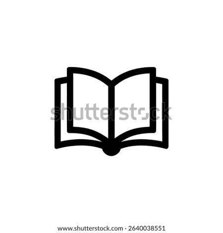 The image features a minimalistic black outline icon of an open book, set against a clean white background. Its centered position enhances its prominence.