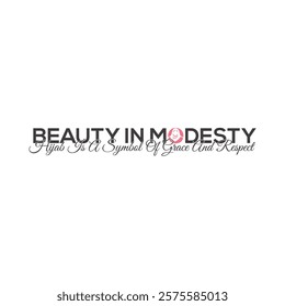 The image features a minimalistic and elegant design with the word "MODESTY" written in bold black capital letters. The "O" in "MODESTY" is creatively replaced with a circular icon depicting a smiling