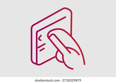 La Imagen presenta un dibujo de línea monocromático con un degradado de rosa rojizo a púrpura sobre un fondo gris claro