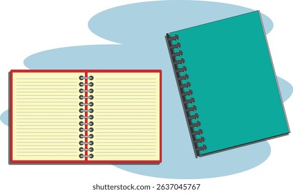 The image features a pair of spiral-bound notebooks. These notebooks are likely designed for note-taking or organizing ideas. They may have a simplistic or modern design.