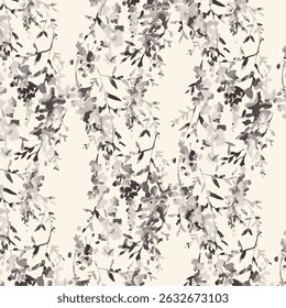 A imagem apresenta um padrão de flores em um fundo branco. Parece ser um esboço, enfatizando a natureza artística do design floral.