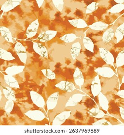 The image features a pattern of leaves spread across a surface, creating an artistic design. This composition highlights the natural beauty of leaves and showcases them in an appealing way. 