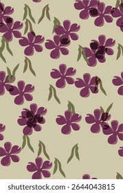 The image features a pattern of purple lilac flowers. This design is likely printed on fabric, showcasing the beauty of these floral elements in a decorative arrangement.