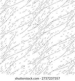 The image features a predominantly white background with numerous small black dots scattered across it, forming diagonal lines and patterns that give the impression of movement and texture.