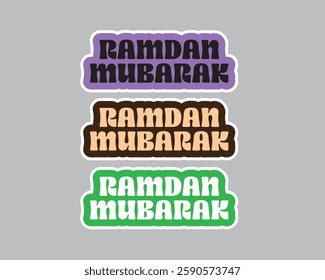 Image features Ramadan Mubarak stickers with a modern and fun design.