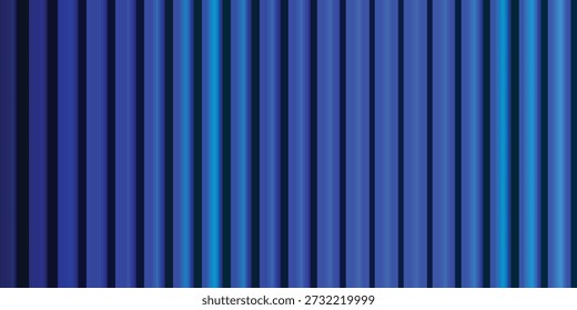 A imagem apresenta uma série de listras azuis verticais que variam em intensidade e sombra. As listras criam um efeito gradiente, transitando de um azul profundo, quase preto, à esquerda, para um azul brilhante e vibrante à direita. O padrão é uniforme, com as listras uniformemente espaçadas, produzindo uma experiência visual calmante e calmante. A composição geral é simples, mas cativante, evocando uma sensação de profundidade e tranquilidade.