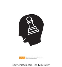 The image features a silhouette of a head with a chess pawn symbol, representing strategic thinking and mental challenges.