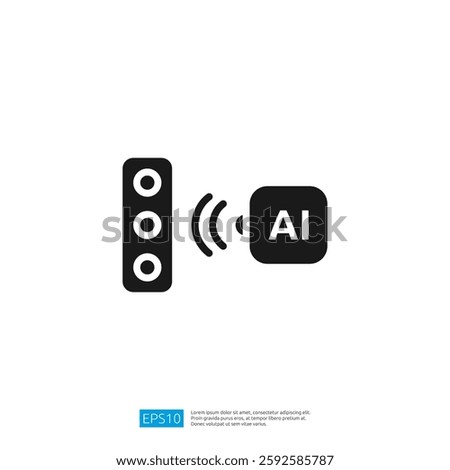 The image features a simple black icon of a traffic light and a signal symbol with AI text, suggesting a connection between traffic management and artificial intelligence.