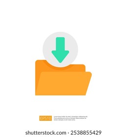 The image features a simple graphic of a folder with a downward arrow, symbolizing the action of downloading files. It conveys a digital or organizational theme.