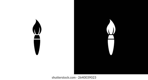 The image features a simple graphic of a paintbrush, presented in both black on white and white on black, creating a visually striking contrast and balanced design.