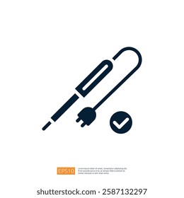 The image features a simple graphic of a pen with a plug, indicating it is an electric pen, accompanied by a checkmark symbolizing approval or functionality.