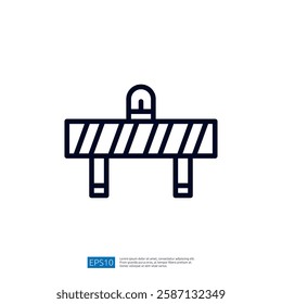 The image features a simple graphic representation of a construction barrier, indicating restricted access or caution in a specific area.