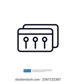 The image features a simple graphic representation of two cards with three dots, symbolizing payment or identification cards.